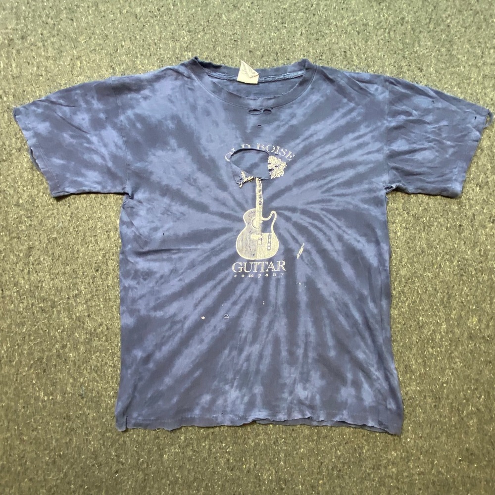 Authentic Pigment T Shirt‎ S Small Mens Blue Tie Dye Grunge Distressed Guitar